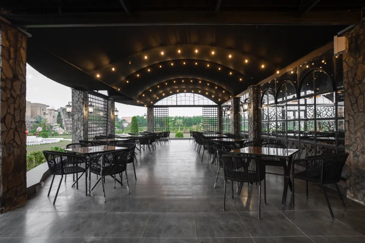 Under the pavilion lights